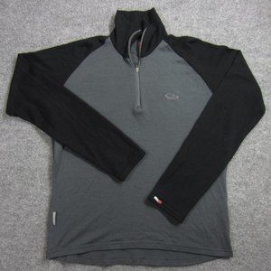 Icebreaker Body Fit 260 Merino Wool 1/4 Zip Mens Medium Gray Black Mock Neck